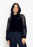 CHOKLATE Dual-Material Velvet Blouse