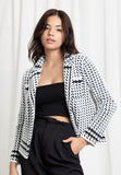 CODEMH Geo Pattern Jacquard Cardigan-White