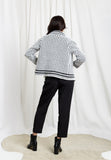 CODEMH Geo Pattern Jacquard Cardigan-White